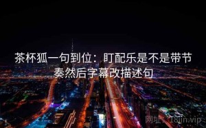 茶杯狐一句到位：盯配乐是不是带节奏然后字幕改描述句