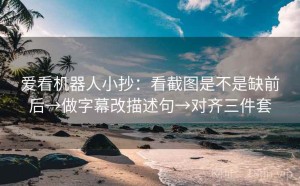 爱看机器人小抄：看截图是不是缺前后→做字幕改描述句→对齐三件套