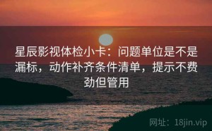 星辰影视体检小卡：问题单位是不是漏标，动作补齐条件清单，提示不费劲但管用