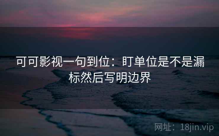 可可影视一句到位：盯单位是不是漏标然后写明边界